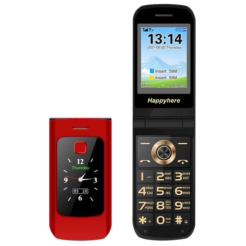 Flip celular Mobile Phones dual screen speed dial SOS loud sound FM Radio recorder torch MP3 clamshell cell phones