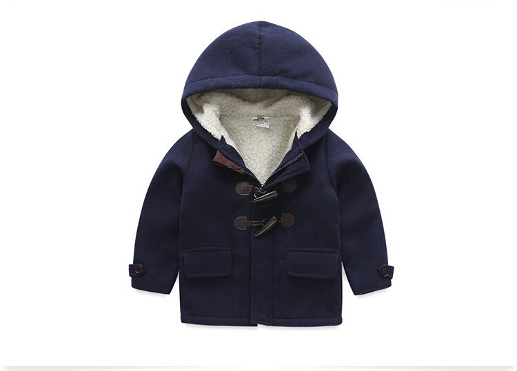 Baby Winter Kleding Knop Jas Winter Kleding Koreaanse Stijl Jongen Kleding Fluwelen Gewatteerde Verdikte Jas: Blauw / 100