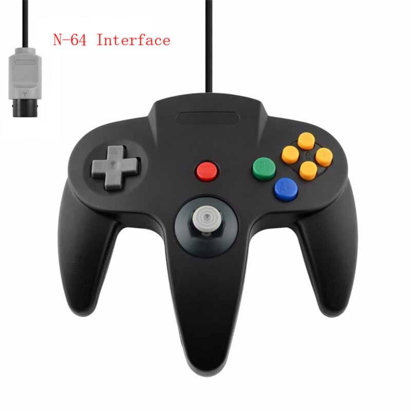 Mando de consola N64, mando largo con cable para 64 juegos clásicos, PC, interruptor de asa: 01 Black