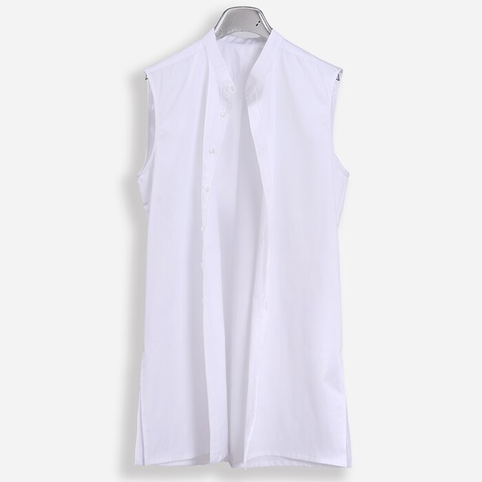 Herenkleding kapper gd klein opstaand kraag mouwloos overhemd overhemd zanger plus size kostuums s -6xl