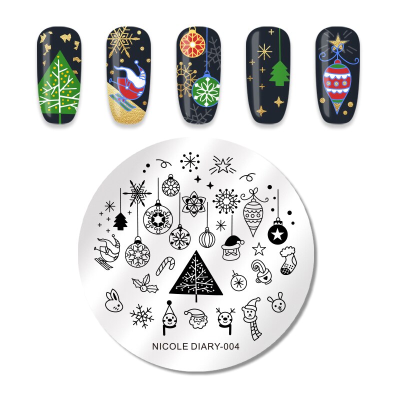 Nicole Diarty Kerst Halloween Stempelen Plaat Bloem Stempel Template Nail Art Image Plate