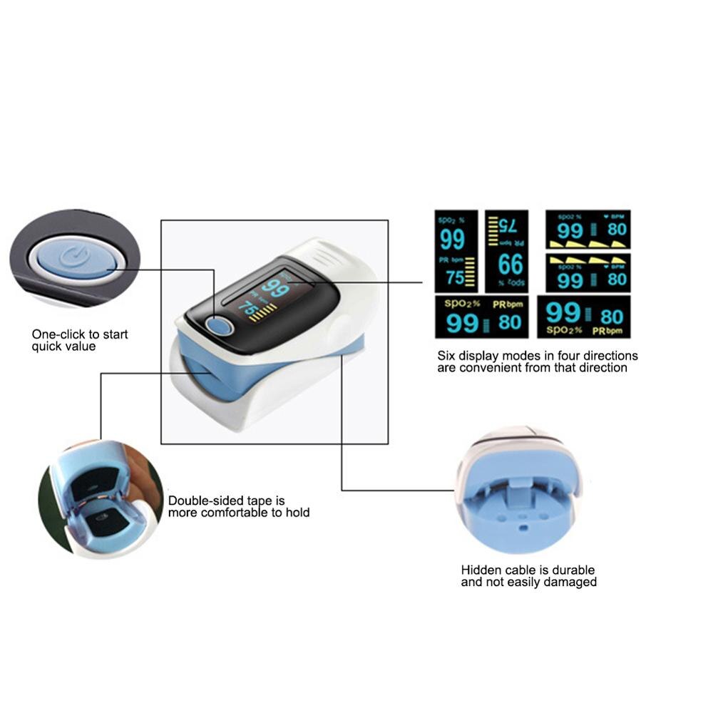 Blod ilt monitor finger puls oximeter ilt saturation monitor uden batteri hurtigt