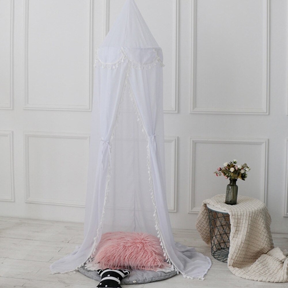 Hängen Baby Bett Moskito Net Vorhang Zelt Baby Krippe Netting Runde Hing Kinder Baldachin Zelt Kinder Zimmer Dekor Bett Moskito net: WHITE