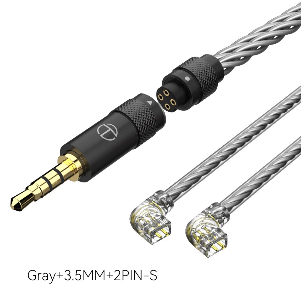 Trn  t2s pro 16 -adriges, versilbertes hifi-upgrade-kabel, grau/schwarz, mmcx /2- pin-anschluss für trn vx pro  ta2 ta c16 zsx  mt1 mt2 edx: Grauer 3.5 2 pin-qdc