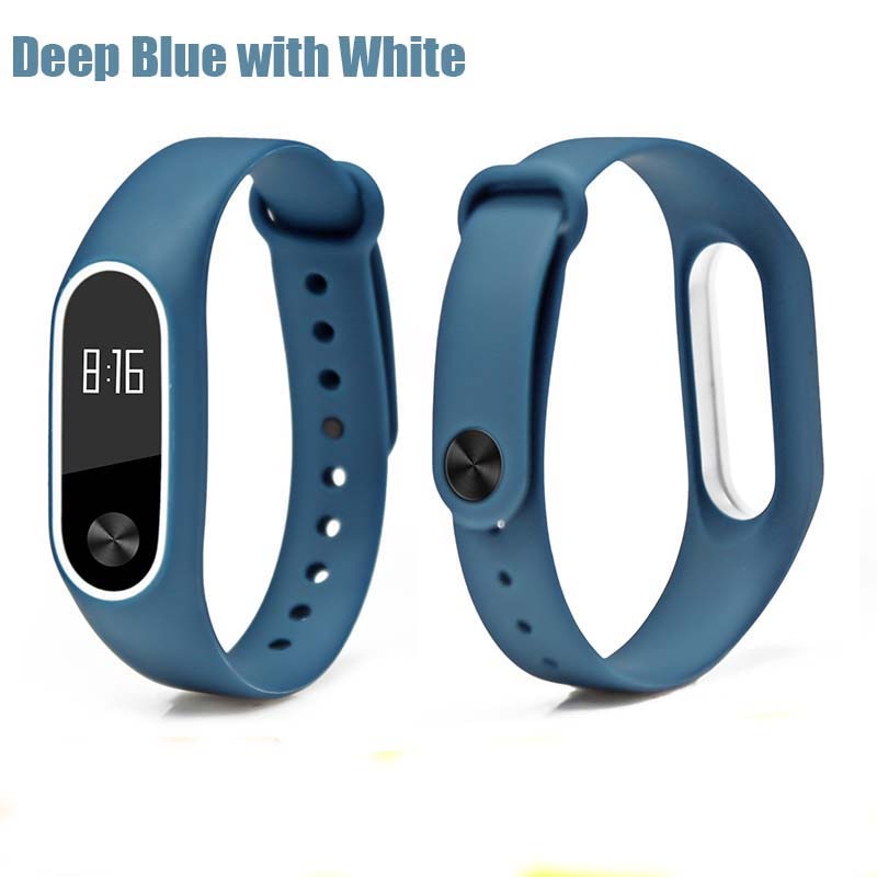 Correa BOORUI de silicona mi Band 2, doble color, reemplazo de correa mi band2, Correa inteligente para xiaomi mi2: Deep blue white