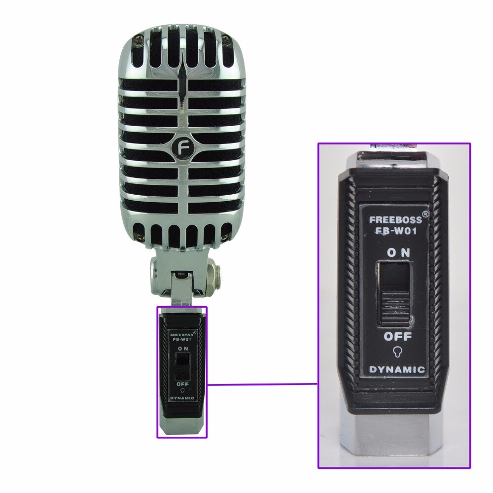 FREEBOSS FB-W01 Wired Dynamic Retro Microphone Vintage Style Karaoke KTV Studio Mic Jazz Stage Vocal Mic