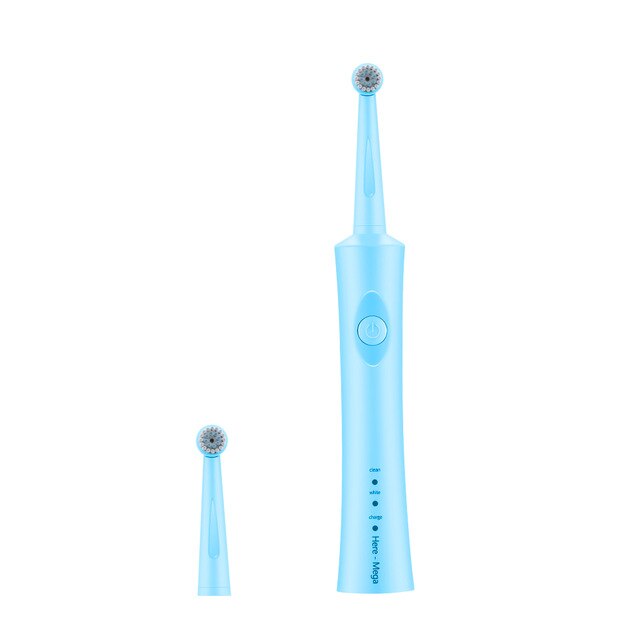 Hier mega roterende elektrische tandenborstel usb oplaadbare tandenborstelkoppen voor volwassenen vervangingen whitening smart waterdicht: R02 blauwe 2 koppen