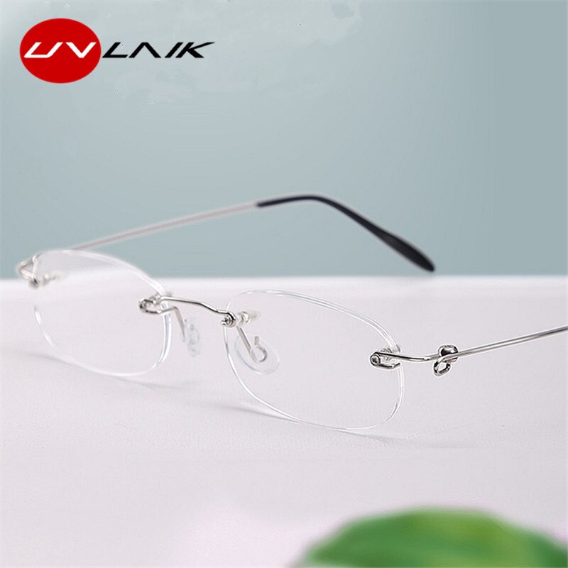 Uvlaik kantløse læsebriller progressive gennemsigtige briller rammeløse mænd kvinder presbyopiske briller med etui 1.5 2.0 2.5 3.0