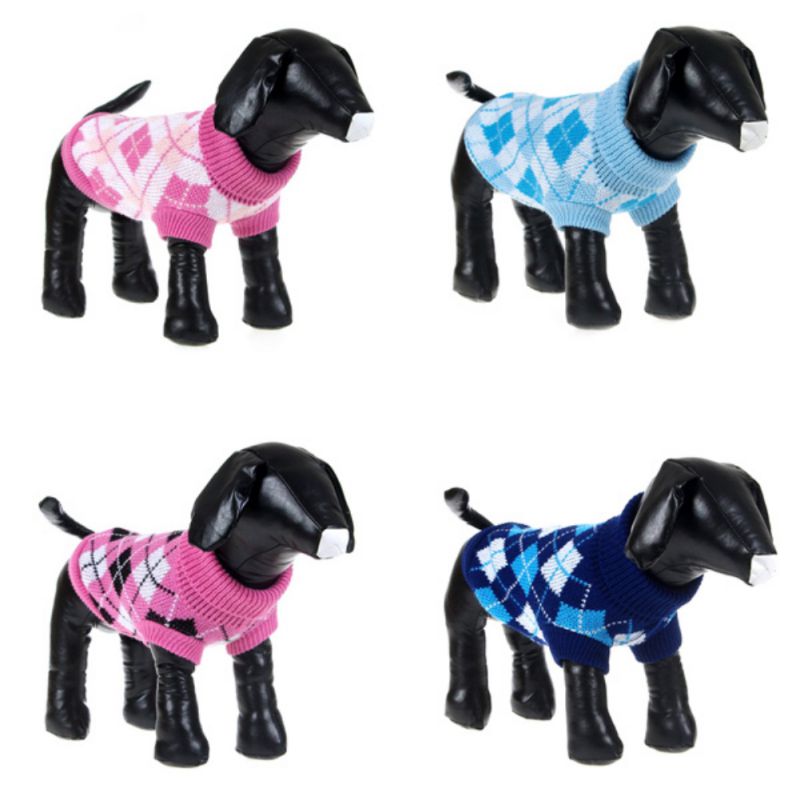 Winter Hond Trui Puppy Plaid Patroon Gebreide Coltrui Voor Voor Kleine Midden Hond Hond Kerst Decoratie Kleding