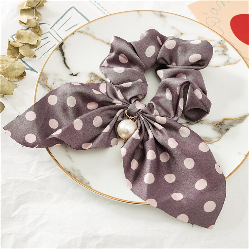 Sommer hestehale tørklæde elastisk hårreb til kvinder hår sløjfer scrunchies hårbånd med blomsterprint bånd hårbånd: 6