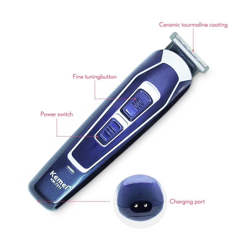 Kemei KM-7211 Cordless Clipper Electric Hair Clipper Hair Trimmer Rechargeable/Electric Both Work