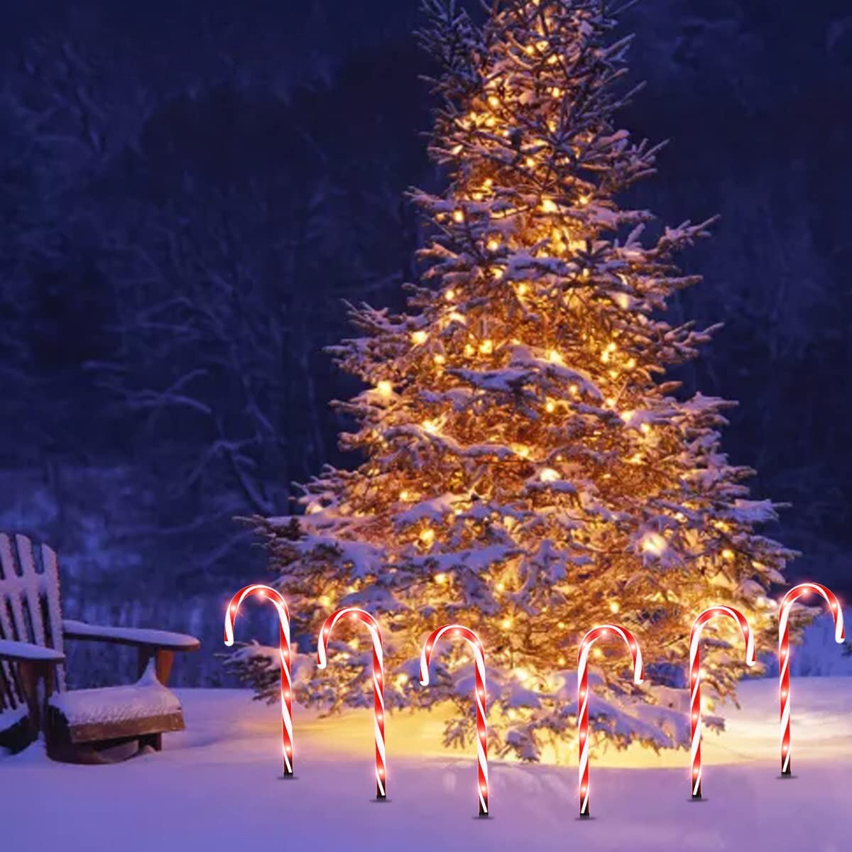 Christmas Pathway Candy Cane Walkway Light Stake Lamp Outdoor Yard Decorative Light SEC88