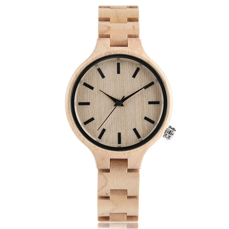 Natural Bamboo Wood Watches Ladies Fashionable Quartz Wristwatch Wooden Watch Female Clock Relogio Feminino zegarek damski: 1