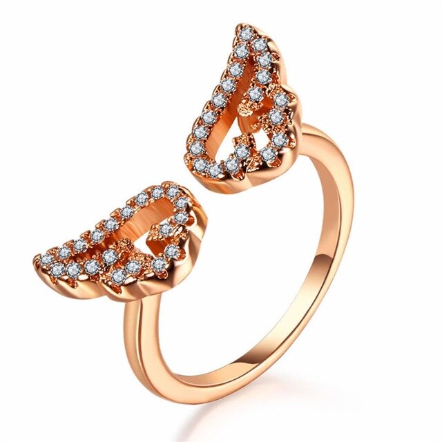 Zn Engelenvleugels Ring Voor Vrouwen Verstelbare Engagement Wedding Promise Romantische Dames Ringen Sieraden: rose gold color