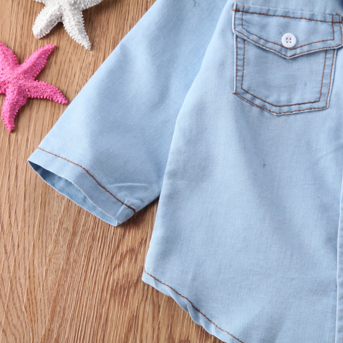 Baby piger drenge børn gentleman skjorte nyfødt denim coat skjorter outwear tøj