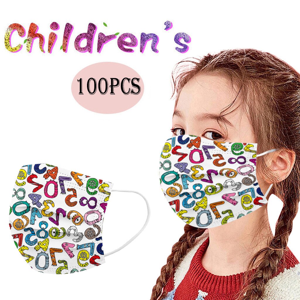 Mascarilla facial desechable para niños, máscara Industrial de 3 capas con patrón de dibujos animados, anti pm 10/100, 2,5 Uds.