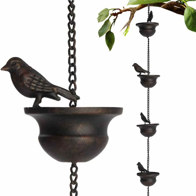 Creatieve Vogels Op Cups Metalen Regenketting Regenvanger Voor Goot Dak Decoratie Metalen Drainage Regenketting Downspout Tool