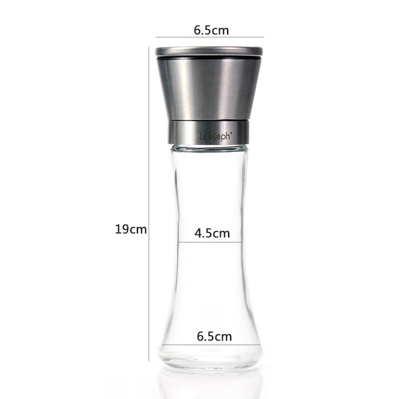 Salt- og peberkværn i rustfrit stål - justerbar havsaltkværn og peberkværn - salt- og peberkværn i høj glas