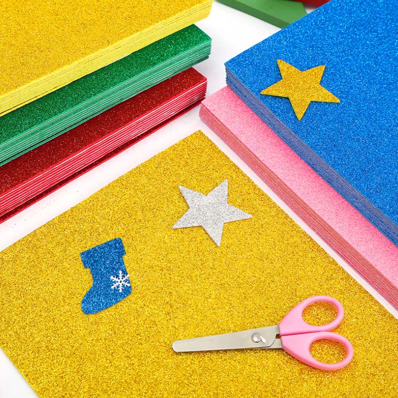 10pcs Self-Adhesive Sponge Paper Glitter Flash Gold Handcraft Foam Paper Sticker Sheets DIY Xmas Decoration