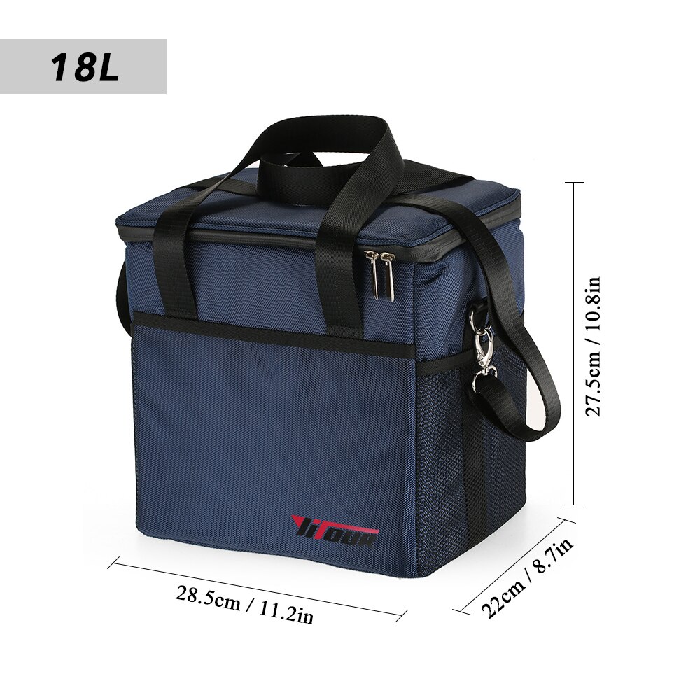 Sac isotherme pour l'extérieur, capacité 10l/18l/28l/37l, glacière, boîte à déjeuner, grande capacité, thermique, fourre-tout de pique-nique, pour le Camping et la randonnée: 18L