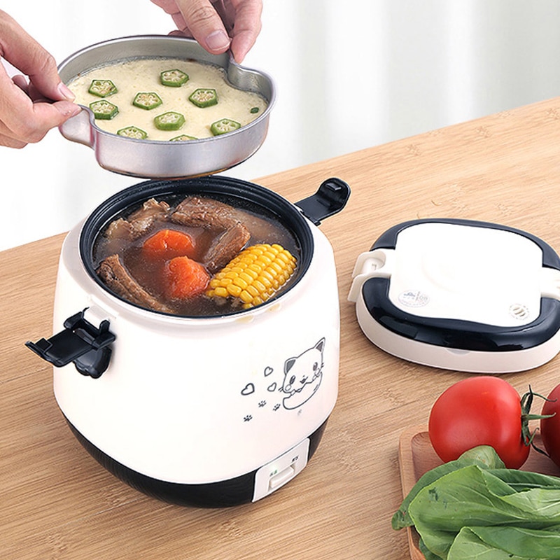 DMWD Mini Rice Cooker Multi-function Single Electric Rice Cooker Non-Stick Household Small Cooking Machine Make Porridge Soup