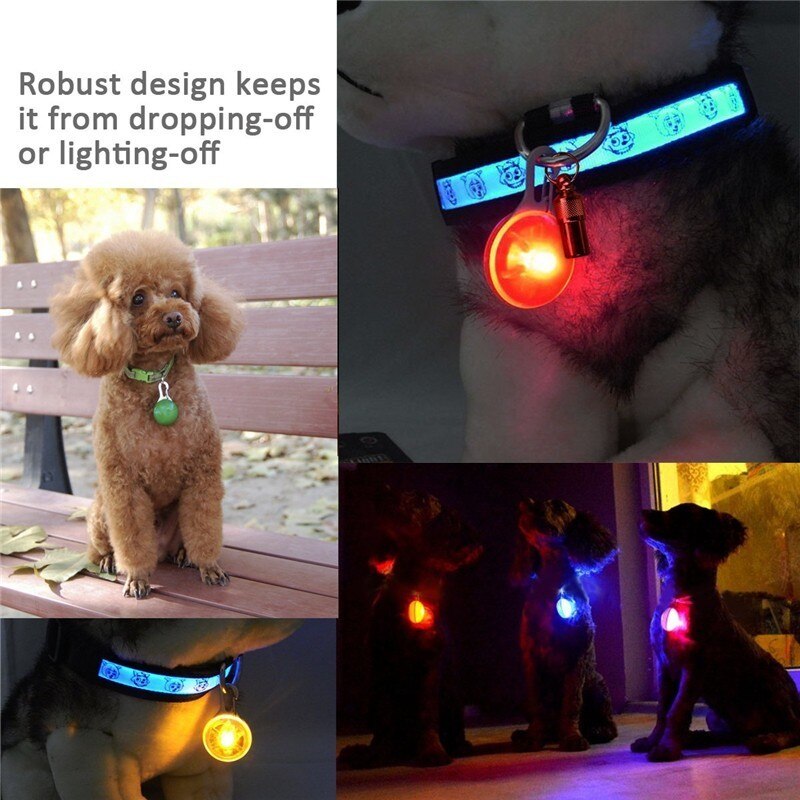 Tag Pet Gato filhote de cachorro do Cão LED brilhante pingente colar de Segurança Noite Luz Piscando Coleira para cães Luminosa Luz Brilhante