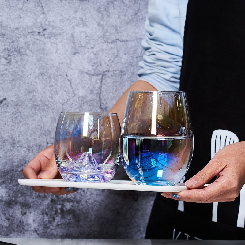 6 eins nordisch Stil Regenbogen Glas Träne Kristall Glas Hause Bunte Persönlichkeit Wasser Glas Netz verrotten Eisberg Glas