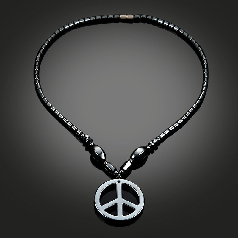 Yesucan-Colgante con el signo de la paz para hombre y mujer, cadena con cuentas, estilo Hippie, bohemio, Tribal