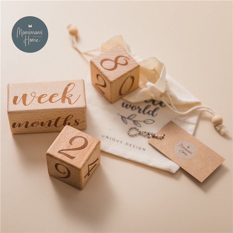Baby Fotografie Milestone Blok Gedenkteken Maandelijkse Pasgeboren Herdenkingsmunt Kaart Houten Bijtring Baby Fotografie Props Speelgoed
