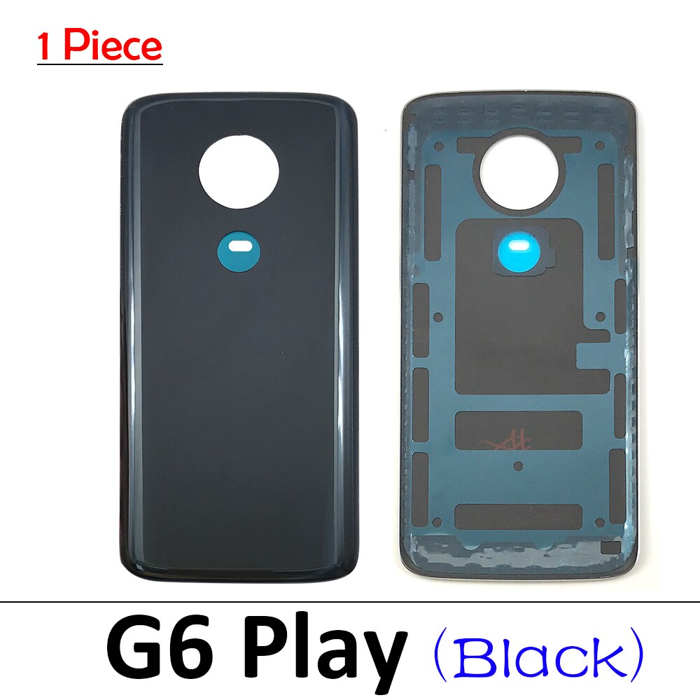 Battery Back Cover Rear Battery Housing with Glue For Motorola Moto G5 G6 E6 Play E7 Plus G8 Power Lite One Vision X4: G6 play Black