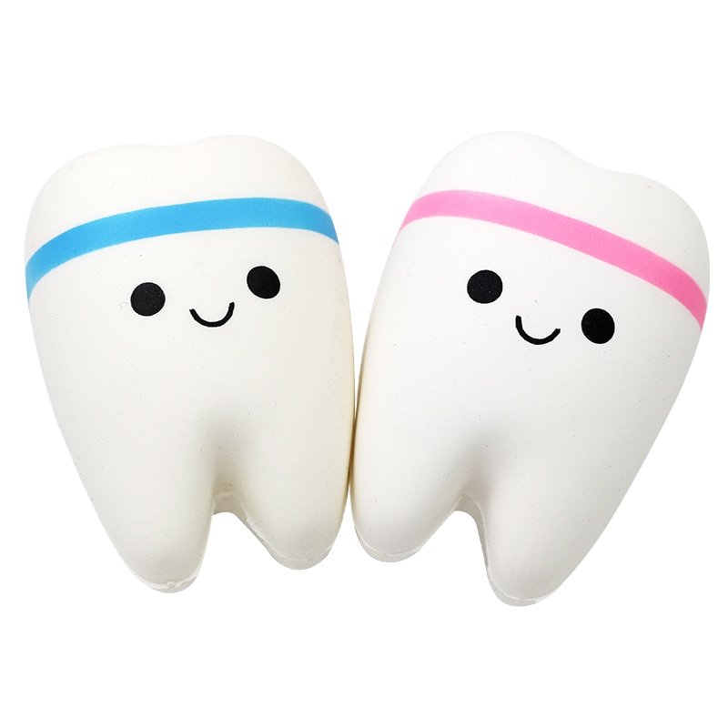 Jouet en forme de dents à presser, 1 pièce, sourire lent, dessin animé mignon, Spinner à main, extensible, relaxant, Squishy, de dentiste