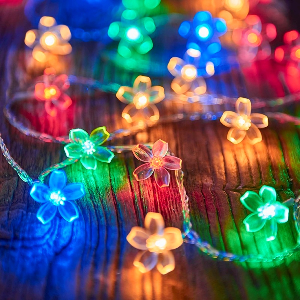 Led kirsebærblomst lyskæde, gårdhave udendørs camping, romantisk atmosfære dekoration, gennemsigtige kirsebærblomster: Rgb / 0.5w