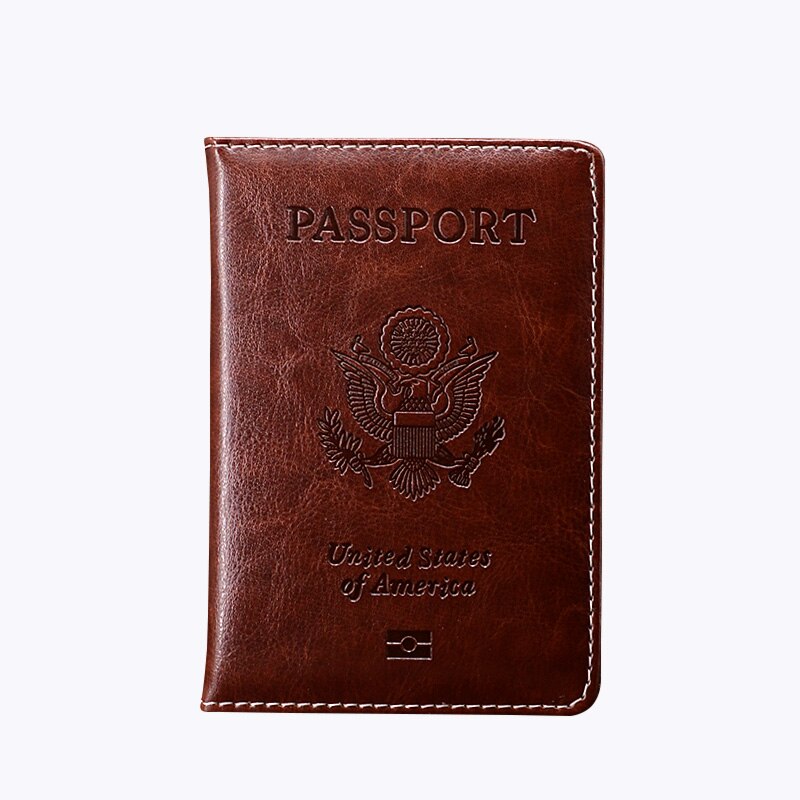 Pu leather USA Passport Cover Women Soft Leather Passaporte Case Travel wallet Passport Holder Document Organizer: brown