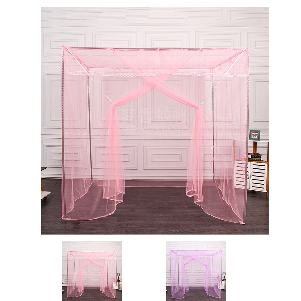 Decoration Summer Home Canopy Mosquito Net Bed Opening Mesh Anti Insect Solid Square Top Double Polyester Dormitory
