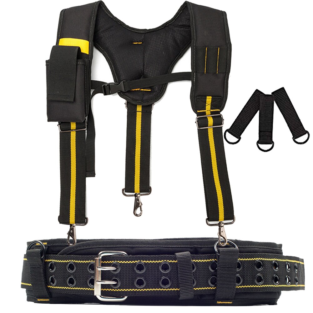 Ensemble de bretelles de travail pour charpentier, ceinture à outils, réglables, rembourrées, lombaires et de style joug, pour électricien: Style 3