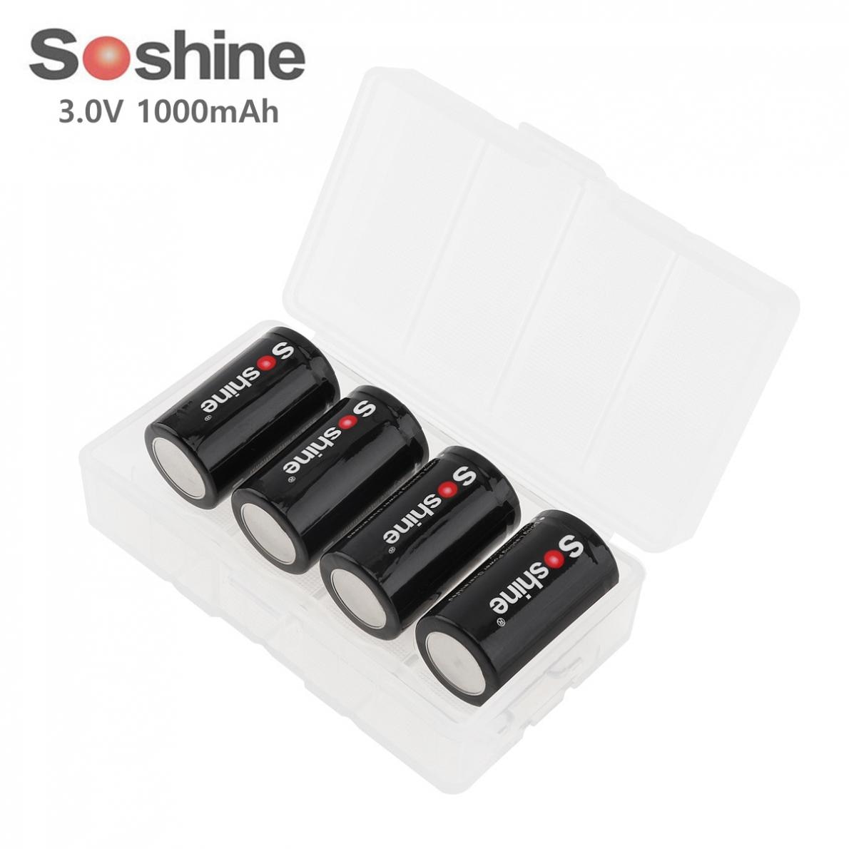 Soshine 4Pcs 3V 1000Mah CR2 Lithium Batterij Met Draagbare Batterij Doos Voor Led Zaklampen/Koplampen