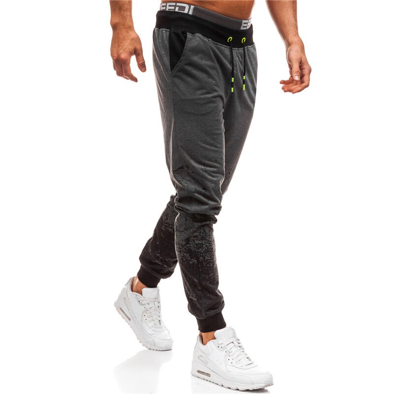 Men's Casual Sweatpants Gradual Printed Fitness Pants Slim Hip-hop Style Jogging Male Trousers