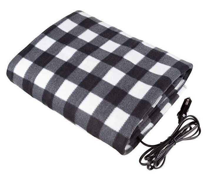 Manta de calefacción del coche, celosía polar de invierno, ahorro de energía, temperatura constante, manta eléctrica automática, viaje en coche, 150x110cm: Blanco