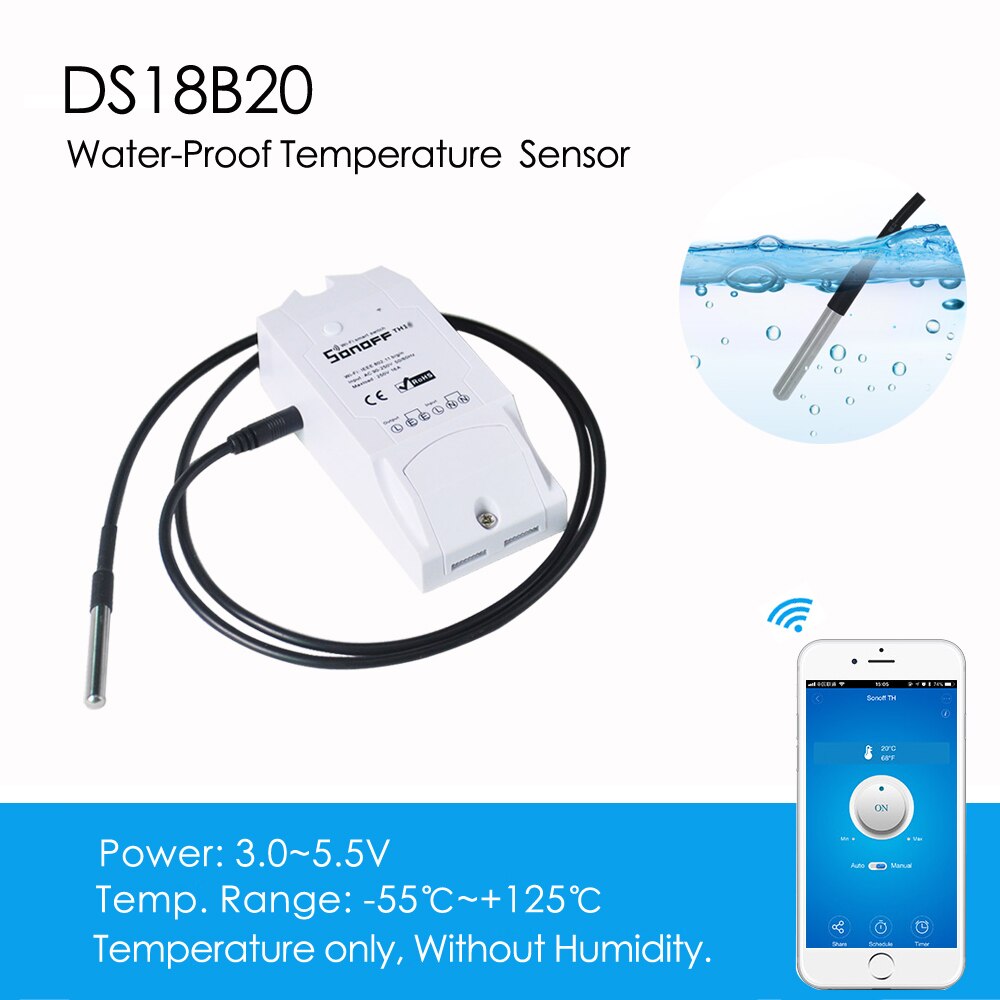 Sonoff-interruptor inteligente TH16 TH10 con Wifi, 16A, 10A, Sensor de monitoreo de temperatura y humedad, Automatización del hogar inteligente