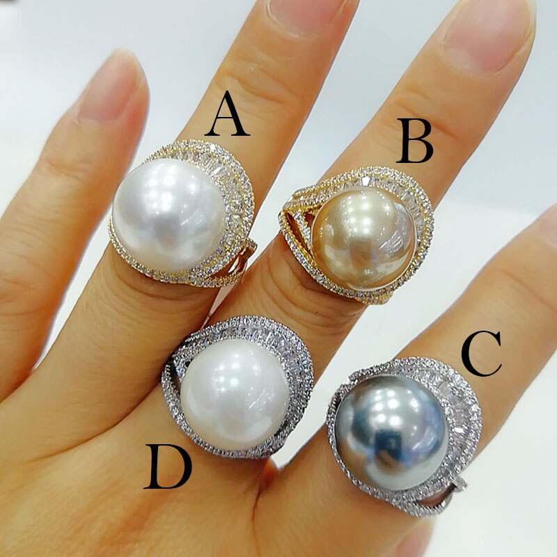 GODKI luxe grande Imitation perle fleur gras bagues avec Zircon pierres femmes fiançailles fête bijoux de