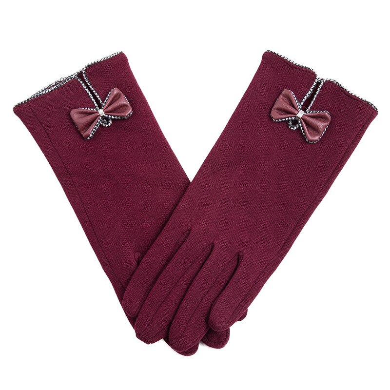 Vrouwelijke Herfst Winter Niet-ge Ïnverteerde Fluwelen Kasjmier Volledige Vinger Warm Lace Hairball Handschoenen Vrouwen Katoen Touch Screen Handschoenen g82: D Red
