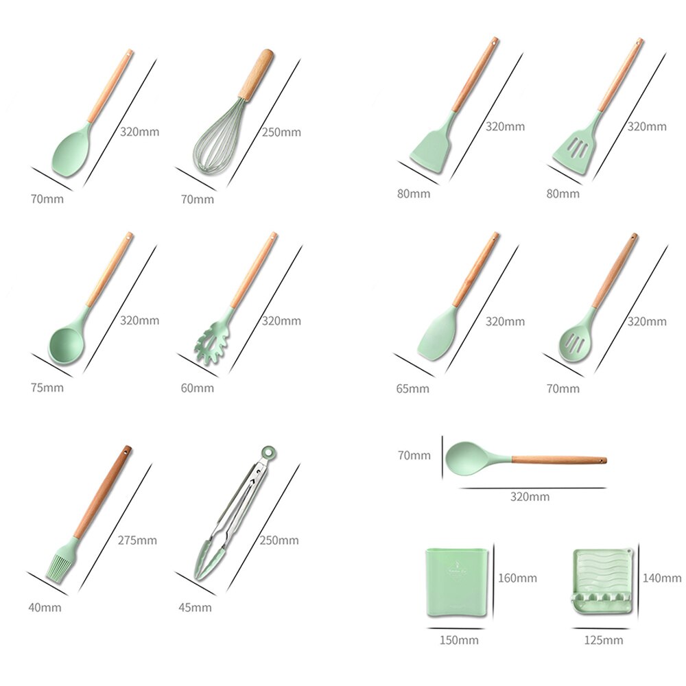 Silicone Keukengerei Set Bpa Gratis Hittebestendig Koken Bakken Tools Gadgets Keukengerei Met Container