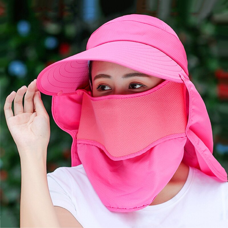Gorra con protección solar para mujer, gorros de sol anchos a la , protección de rostro Cuello, gorros plegables para playa, protección Uv, conducción al aire libre