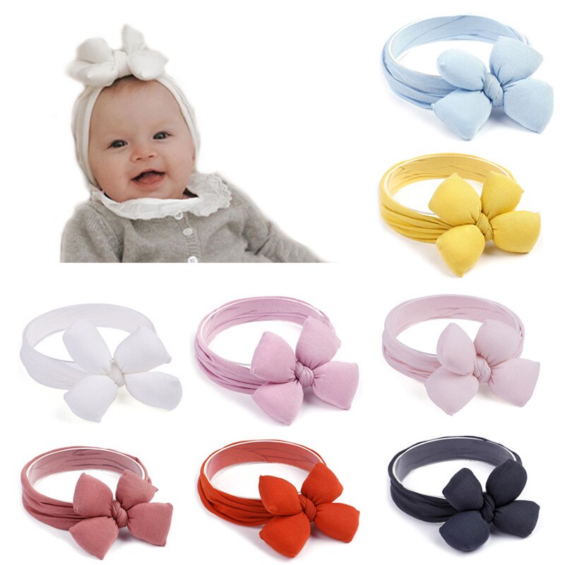 1Pcs Baby Meisjes Lotus Strik Nylon Hoofdband Knoop Elastische Pasgeboren Peuter Tulband Headwraps Kids Haar Accessoires