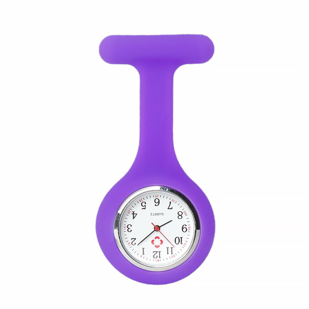 Pocket Watches Silicone Nurse Watch Brooch Tunic Fob Watch With Free Battery Doctor Watch: Purple