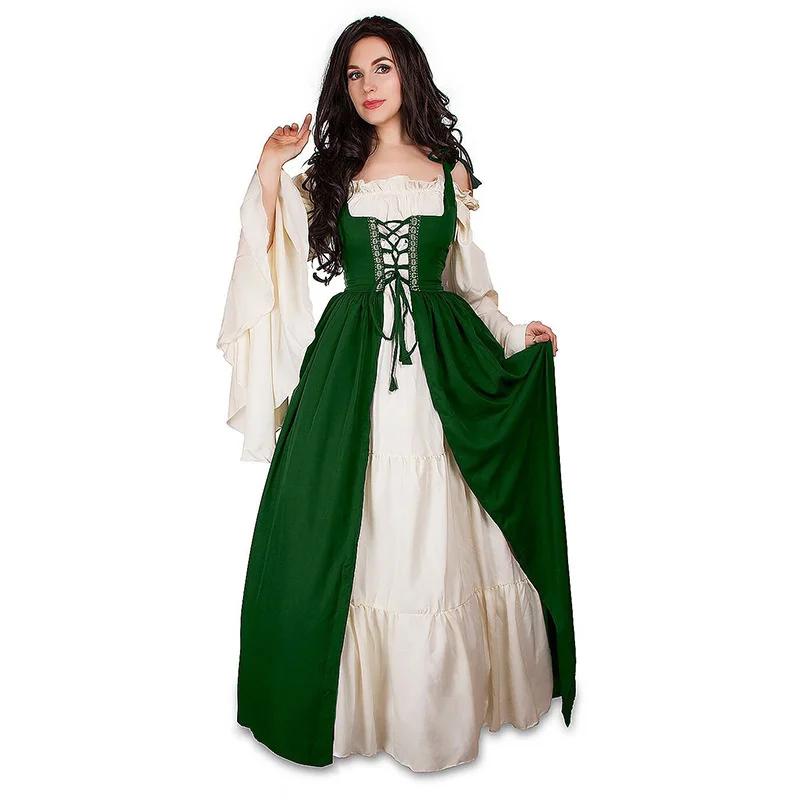 Abito Punk medievale Cosplay costumi di Halloween donne palazzo festa di carnevale travestimento principessa femminile Vestido vittoriano Robe: XXL / Marrone