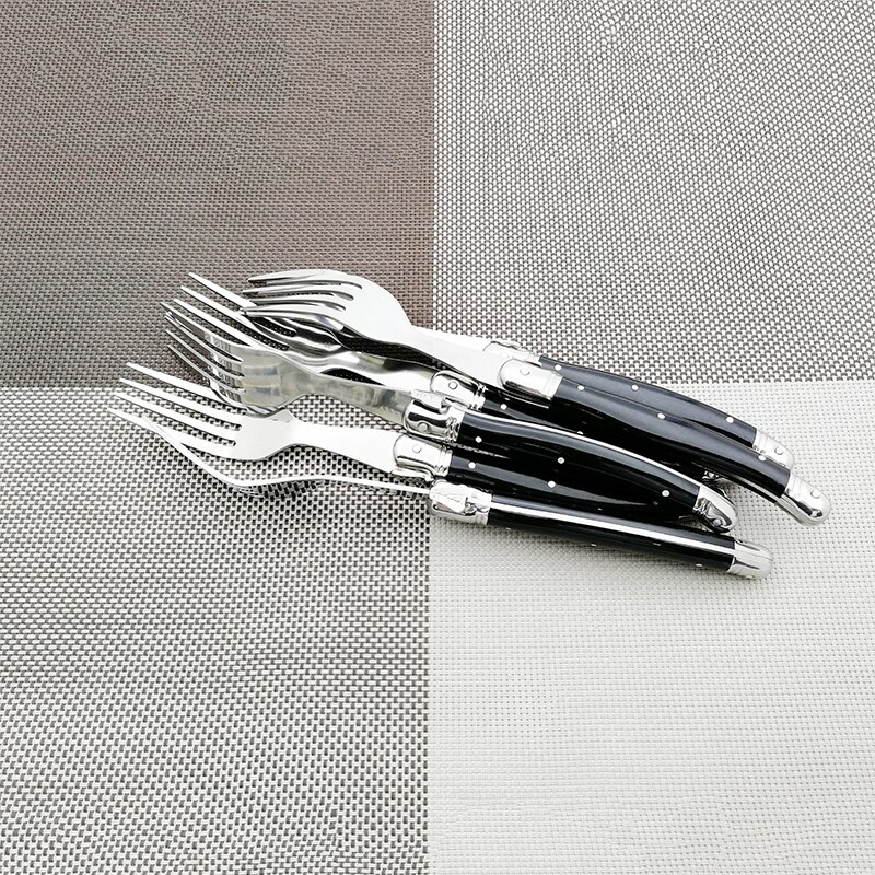 8'' Laguiole Steak Forks Stainless Steel Black Dinner Sets Cutlery Food Salad Dessert Fork Dinnerware Restaurant Kitchen Western