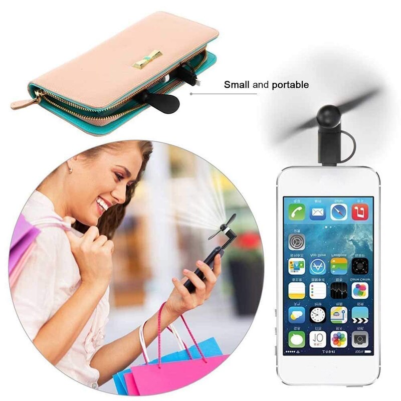 2 en 1 de teléfono celular portátil Mini dispositivo USB ventilador de refrigeración refrigerador para Ipad iPhone 5 6 6S 7 7 Plus 8 X XS X para Android Micro USB