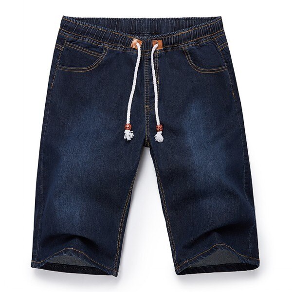 Herren Plus Größe Sommer Elastische Taille strecken Jeans Knie Länge Kordelzug Schlauch ausgebeult Kurze Hosen Roupa Masculina: Modell 1 / 42