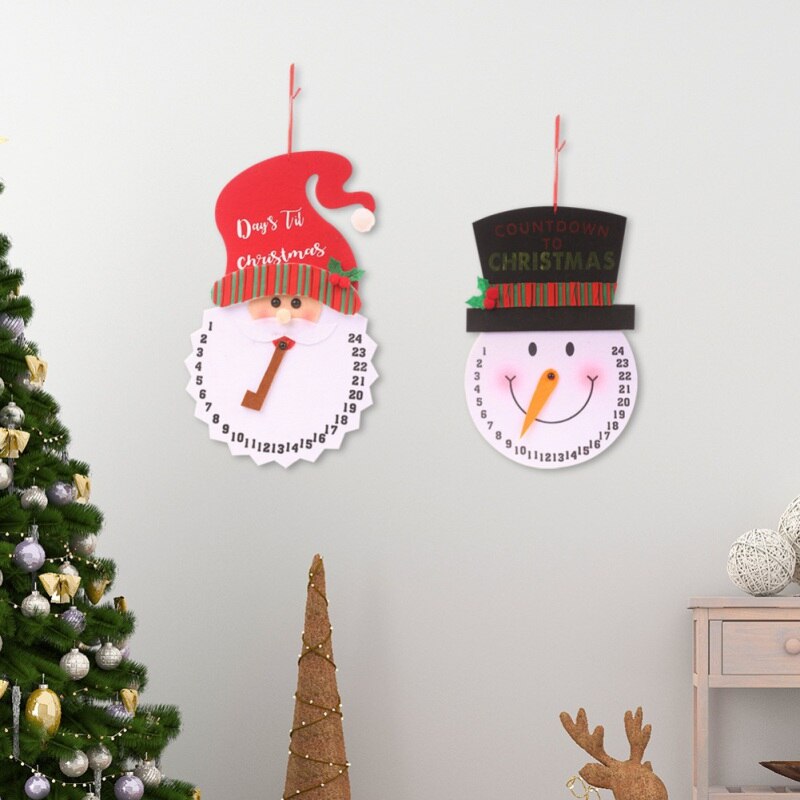 Non-Woven Santa Claus/Snowman Christmas Advent Countdown Clock Calendars Hanging Decorations